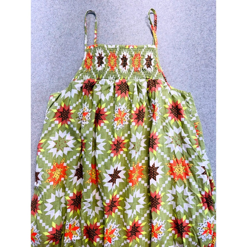 Universal Thread Maxi Dress Women Small Green Patchwork Print Smocked Boho Flowy
